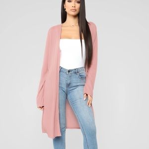 Fashion Nova Mauve Long Sleeve Ribbed Cardigan Size Large